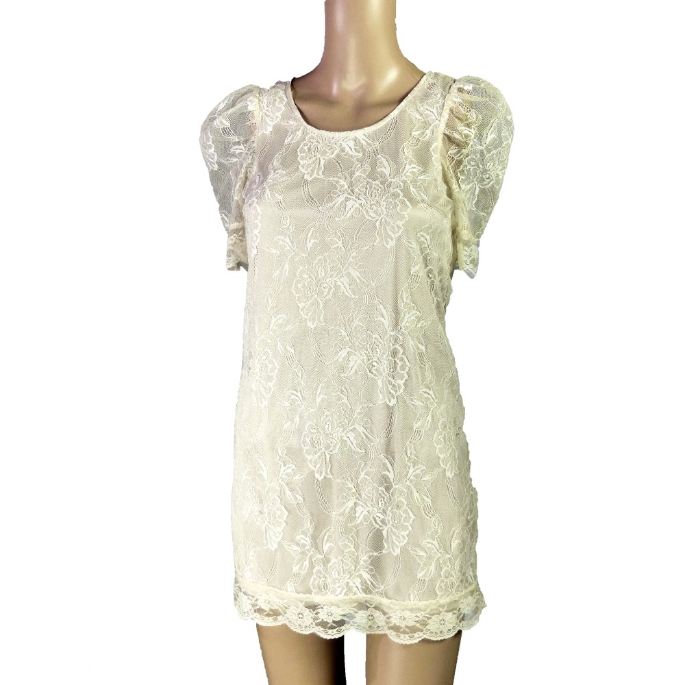DIVIDED by H & M White Mini Lace Dress Lined Size 2